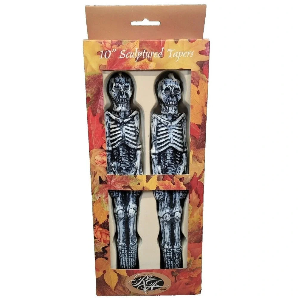 Halloween Robert Alan Candle Company Gothic Skeleton Taper Candles 10 Inch Vtg